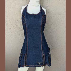 Denim Halter Dress w/ Pockets
